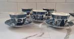 5 tasses avec soucoupes en porcelaine de style Kangxi, Utilisé, Enlèvement ou Envoi, Porcelaine, Tasse et/ou soucoupe