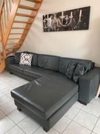 Zetel antraciet grijs leder, Huis en Inrichting, Ophalen, 250 tot 300 cm, Gebruikt, Leer