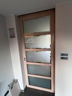 2 Schuifdeuren hout en (mat) glas, Doe-het-zelf en Bouw, Deuren en Vliegenramen, Ophalen, Gebruikt, 80 tot 100 cm, 215 cm of meer