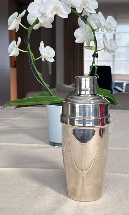 Verzilverde cocktail shaker in 3 delen / 22 x 10 cm / 1970, Antiek en Kunst, Antiek | Zilver en Goud, Zilver, Ophalen of Verzenden