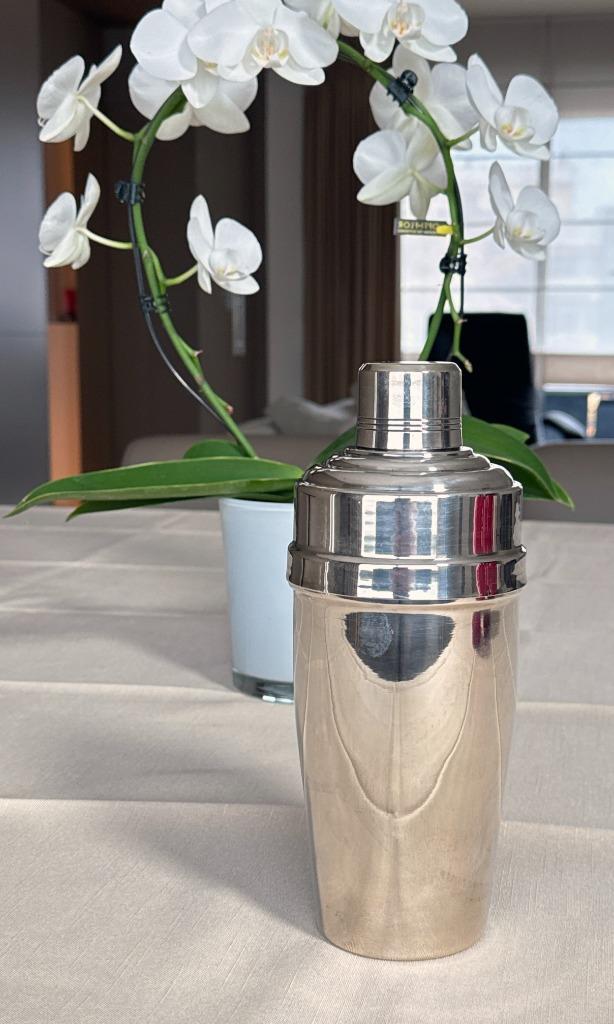 Verzilverde cocktail shaker in 3 delen / 22 x 10 cm / 1970, Antiek en Kunst, Antiek | Zilver en Goud, Zilver, Ophalen of Verzenden