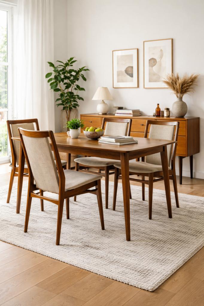 Prachtige set vintage stoelen, Huis en Inrichting, Stoelen, Gebruikt, Vier, Hout, Stof, Ophalen of Verzenden