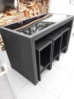 Barset rotan zwart, Ophalen, Eettafel, Rotan, 6 zitplaatsen