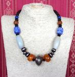 Ketting in witte agaat voor dames met Venetiaanse ruilkralen, Blauw, Nieuw, Ophalen of Verzenden, Steen of Mineraal