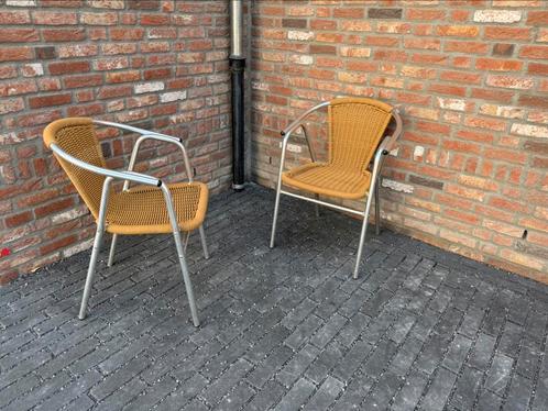Terrasstoelen, Tuin en Terras, Tuinstoelen, Gebruikt, Aluminium, Stapelbaar, Ophalen
