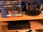 PlayStation 4 Slim 1TB + 9 Games + 2 Controllers, Games en Spelcomputers, Met games, Met 2 controllers, Ophalen of Verzenden, Zo goed als nieuw