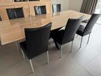 6 zwarte eetkamerstoelen in lederafwerking (zonder tafel), Huis en Inrichting, Stoelen, Ophalen, Zo goed als nieuw