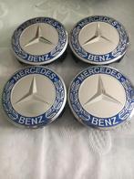 4x Nieuwe blauwe rand mercedes naafdoppen 75mm logo’s velgen, Auto diversen, Wieldoppen, Ophalen of Verzenden, Zo goed als nieuw