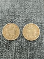Spanje. Una peseta van 1947 + 1953. Francisco Franco Caud., Timbres & Monnaies, Monnaies | Europe | Monnaies non-euro, Enlèvement ou Envoi