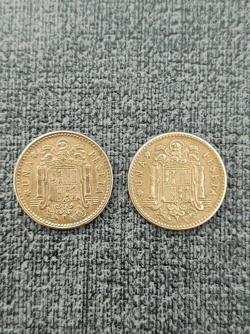 Spanje. Una peseta van 1947 + 1953. Francisco Franco Caud., Timbres & Monnaies, Monnaies | Europe | Monnaies non-euro, Monnaie en vrac