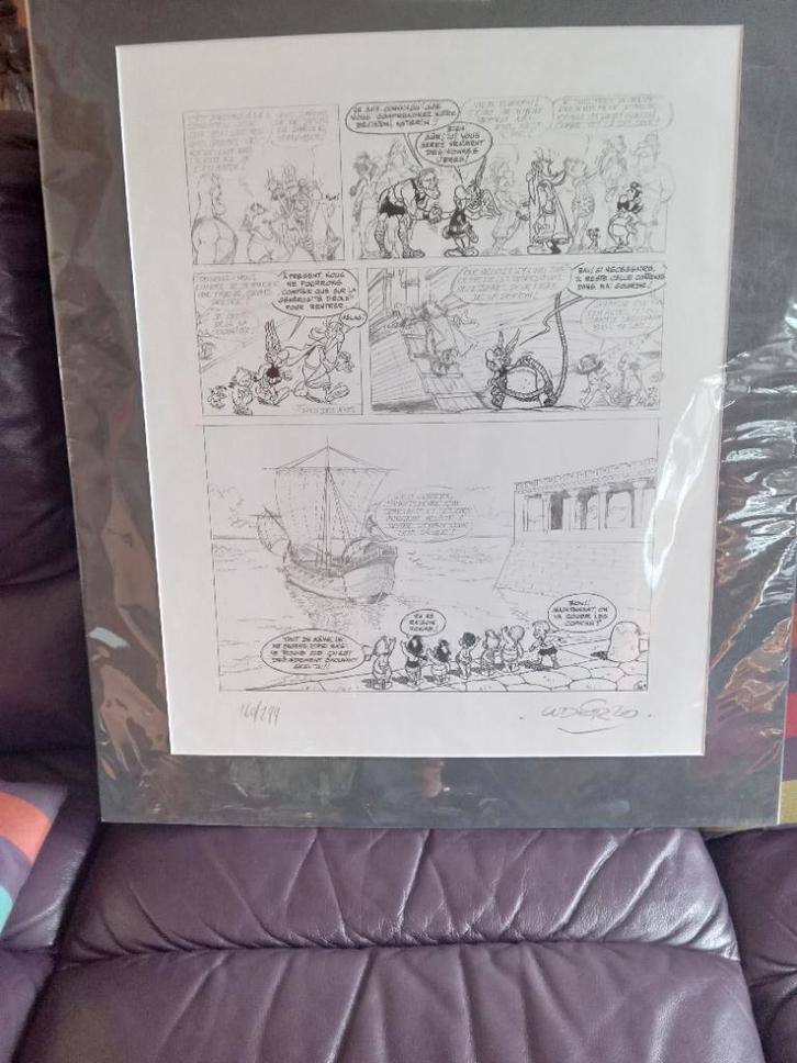 Estampe Astérix et Obélix signée Uderzo, Collections, Personnages de BD, Comme neuf, Autres types, Astérix et Obélix, Enlèvement
