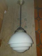 Vintage hanglamp retro Art Deco in opaal glas melkglas XXL, Antiek en Kunst, Ophalen of Verzenden
