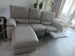 lederen relaxzetel met lounge (Italiaans leer) ( Lengte 210c, Ophalen, Gebruikt, Kleur licht grijs, Driepersoons