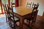 Zware vierkante 8 persoons eettafel 140 x 140., Ophalen, Gebruikt