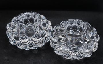 2x Orrefors raspberry theelichthouders beschikbaar voor biedingen
