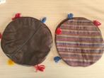 POUF NEUF rond décoratif Persan fond en cuir (artisanale), Ophalen, Nieuw, Bruin, Rond