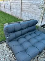 Loungeset met paletten en donkergrijze paletkussens, Enlèvement, Utilisé