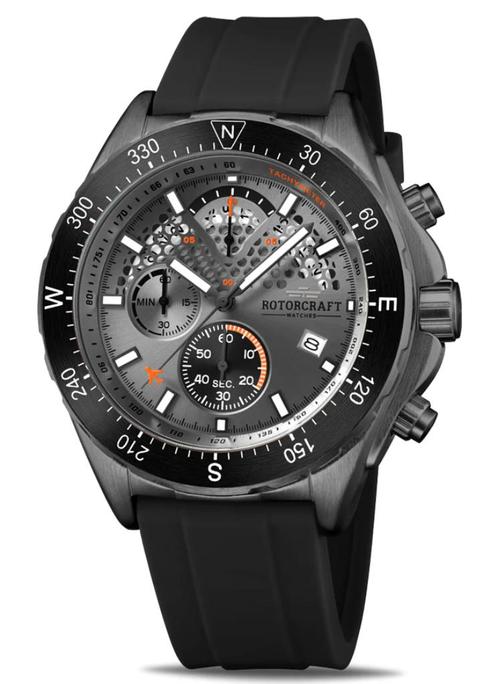 Rotorcraft Track RC4303 Sport Chrono Nieuw! t.w.v € 499-,, Handtassen en Accessoires, Sporthorloges, Nieuw, Grijs, Waterdicht