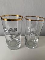 2 oude STELLA ARTOIS-glazen (waarvan één geëmailleerd), Verzamelen, Glas en Drinkglazen, Ophalen of Verzenden, Zo goed als nieuw