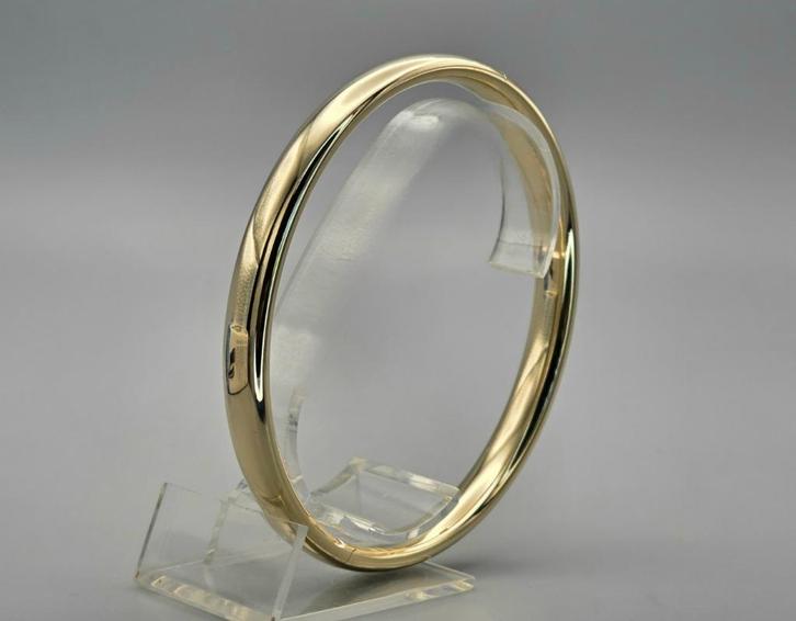 Gouden vintage classic bangle/lavenarmband. 2025/624., Handtassen en Accessoires, Antieke sieraden, Armband, Goud, Verzenden