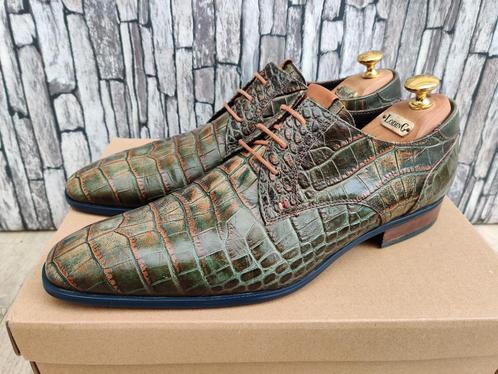 Giorgio groene Croco schoenen voor heren - Maat 44, Kleding | Heren, Schoenen, Zo goed als nieuw, Veterschoenen, Overige kleuren
