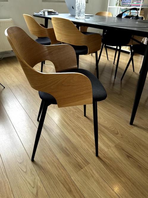 6 eetkamerstoelen, Huis en Inrichting, Stoelen, Gebruikt, Vijf, Zes of meer stoelen, Hout, Stof, Zwart, Ophalen