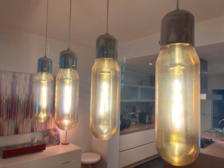 Design hanglamp met 4 elementen, Huis en Inrichting, Lampen | Hanglampen, Zo goed als nieuw, Ophalen
