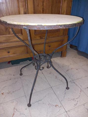 Table de bistrot ancienne avec plateau en marbre., Enlèvement ou Envoi, Comme neuf
