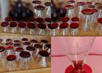 Set 27 verres / 6 coupelles coniques Art Déco pied rouge 50', Ophalen