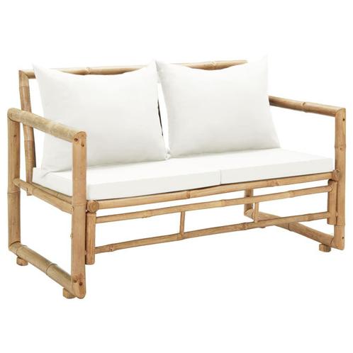 Tuinbank 2-zits met kussens bamboe, Tuin en Terras, Tuinbanken, Nieuw, Hout, Ophalen of Verzenden