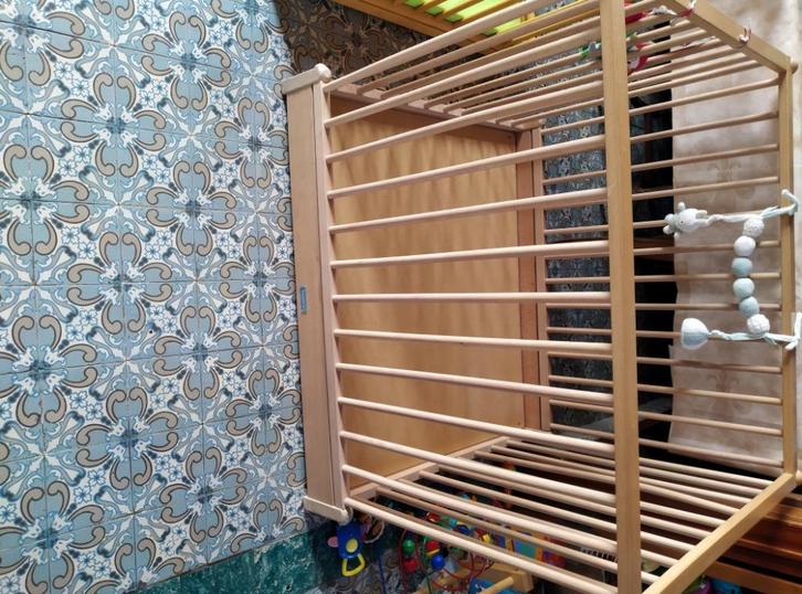 Verstelbaar park bopita hout naturel met toebehoren, Kinderen en Baby's, Babyparken, Gebruikt, Rechthoekig, In hoogte verstelbaar