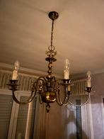 Klassieke koperen luster+wandlampje, Huis en Inrichting, Ophalen, Gebruikt, Metaal, Klassiek