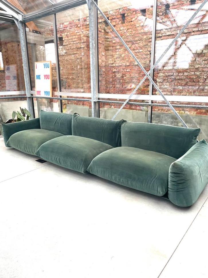 Marenco 3-zit green velvet, Maison & Meubles, Canapés | Salons, Comme neuf, Banc droit, Trois personnes, Tissus, Enlèvement