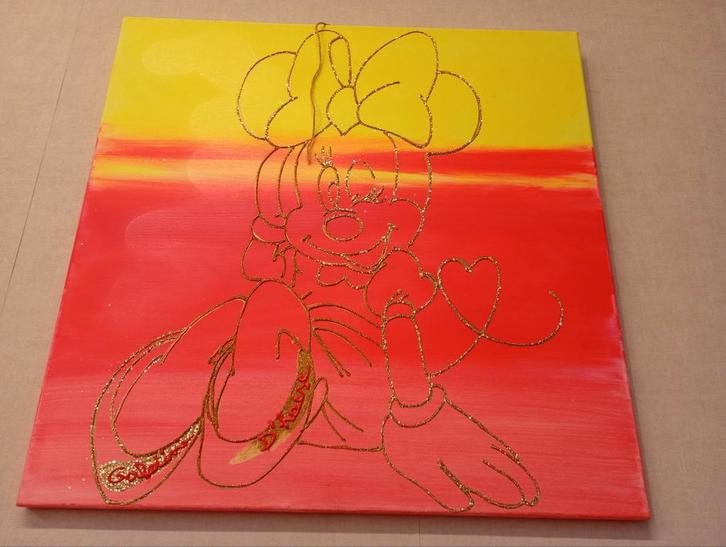 Orgineel schilderij D'Haese Minie Mouse on thé beach, Antiek en Kunst, Kunst | Schilderijen | Modern, Ophalen of Verzenden