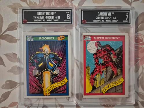 Lot van 2 graded Marvel Impel kaarten, Hobby en Vrije tijd, Verzamelkaartspellen | Overige, Zo goed als nieuw, Ophalen
