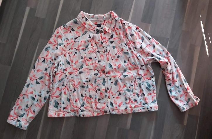 Ulla Popken, flowerprint kort jasje, mt 50/52, Kleding | Dames, Grote Maten, Zo goed als nieuw, Jasje of Colbert, Ophalen of Verzenden