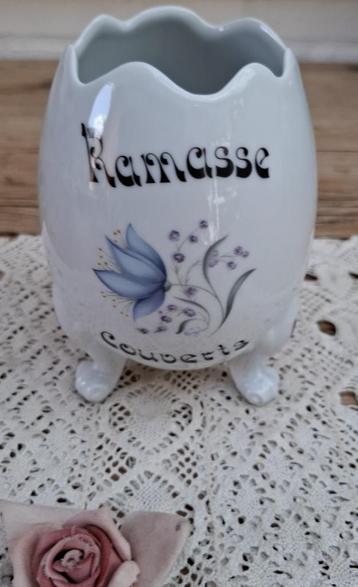 Franse Limoges Ramasse Couverts met bloemen, ei op 3 pootjes, Enlèvement ou Envoi