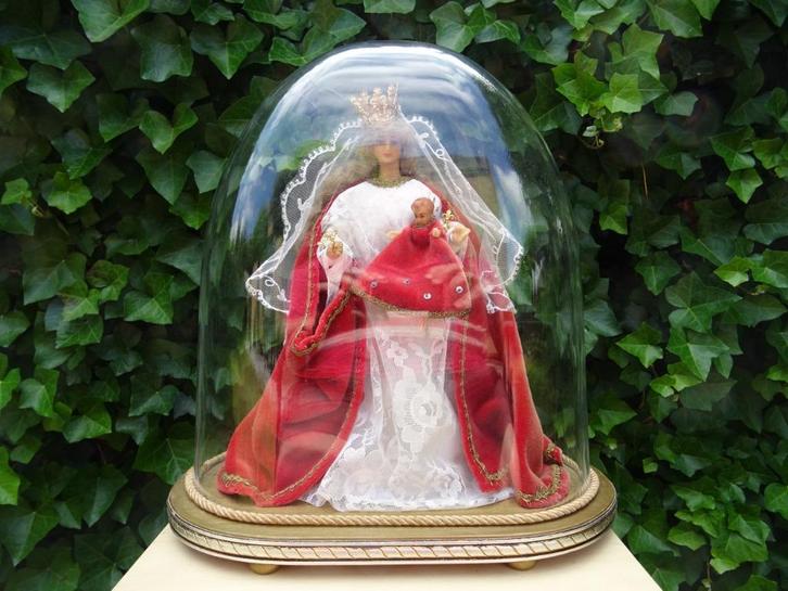 Vlaamse Heilige Maria met Kind onder stolp, Antiek en Kunst, Antiek | Religieuze voorwerpen, Ophalen of Verzenden