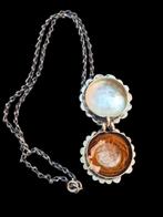 collier antique en argent avec mèche de cheveux roux, Handtassen en Accessoires, Antieke sieraden, Ophalen, Zilver, Ketting
