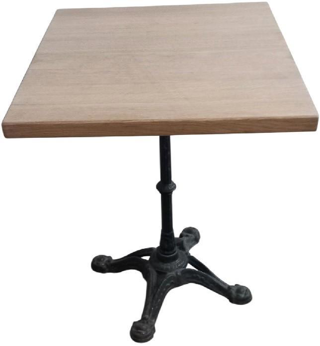 eiken terrastafel op gietijzeren centrale voet., Jardin & Terrasse, Tables de jardin, Utilisé, Carré, Enlèvement