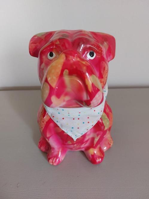 POMME PIDOU spaarpot BULL DOG met bandana en hartjes (nieuw), Verzamelen, Spaarpotten, Nieuw, Dier, Steen, Aardewerk of Keramiek