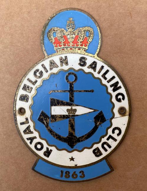 Vintage Royal Belgian Sailing Club Boating Yacht Emblem 1863, Verzamelen, Scheepvaart, Gebruikt, Gebruiksvoorwerp, Motorboot of Zeilboot