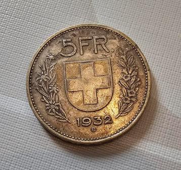 5fr Suisse pièce en argent 1932 B