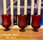 Set van 3 decoratieve rode vazen, Huis en Inrichting, Woonaccessoires | Vazen, Ophalen, Minder dan 50 cm, Rood, Glas