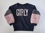 Mt 146 Donkerblauwe sweater met faux fur mouwen GIRLY, Kinderen en Baby's, Kinderkleding | Maat 146, Gebruikt, Meisje, Trui of Vest