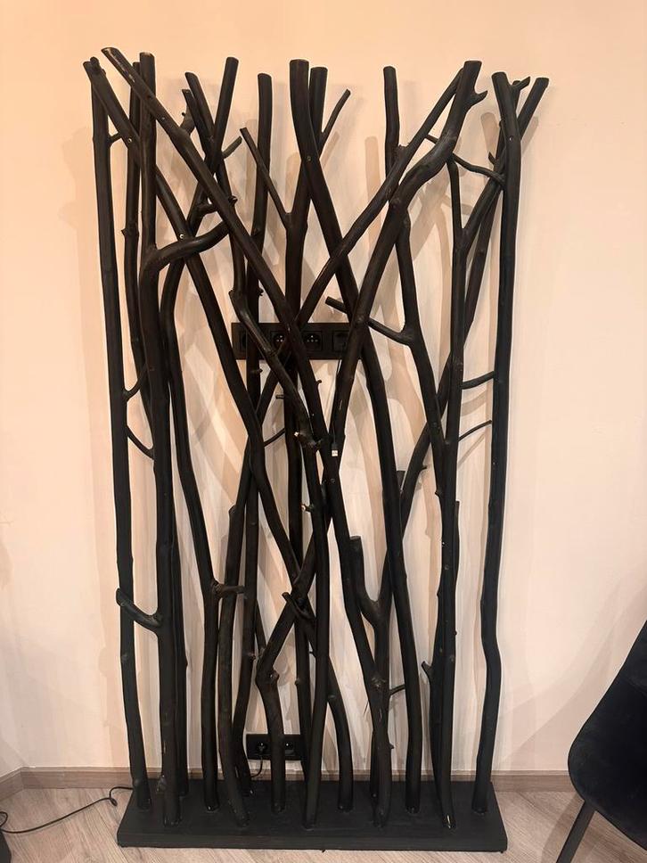 Design roomdivider in zwart hout – Zeer goede staat, Maison & Meubles, Chaises, Une, Bois, Noir, Enlèvement