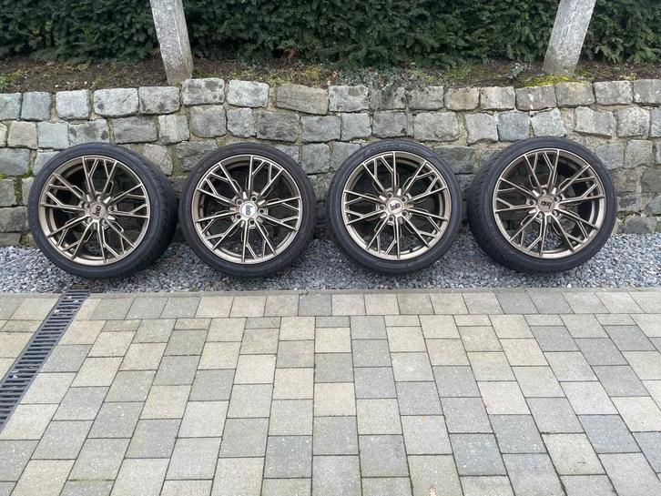 18" Bola velgen brons 5x114.3 + Banden, zo goed als nieuw!, Auto-onderdelen, Banden en Velgen, Band(en), Zomerbanden, 18 inch