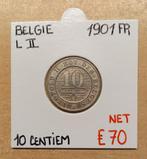 10 CENTIEM 1901 FRANS   LEOPOLD II   BELGIE  RAAR  € 70, Ophalen of Verzenden, Metaal, Losse munt