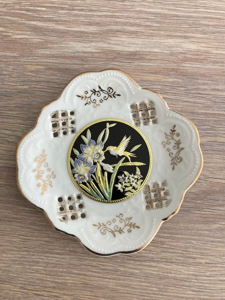 Assiette japonaise vintage avec fleurs et oiseaux, Enlèvement ou Envoi