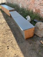 Twee houten banken met opslagruimte, Ophalen, Gebruikt, Grijs, Vijf, Zes of meer stoelen